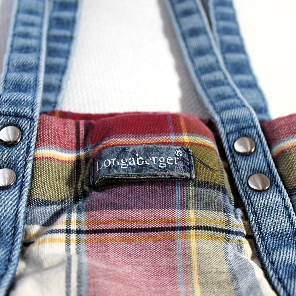 Longaberger Homestead Mini Tote Plaid & Denim - Picture 2 of 10